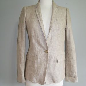 J Crew Regent Women's Sz 6 Tan Heather 100% Linen Blazer Jacket